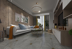 白金色橡木罗马方拼（带圆形玻璃）,进口地板,环保地板