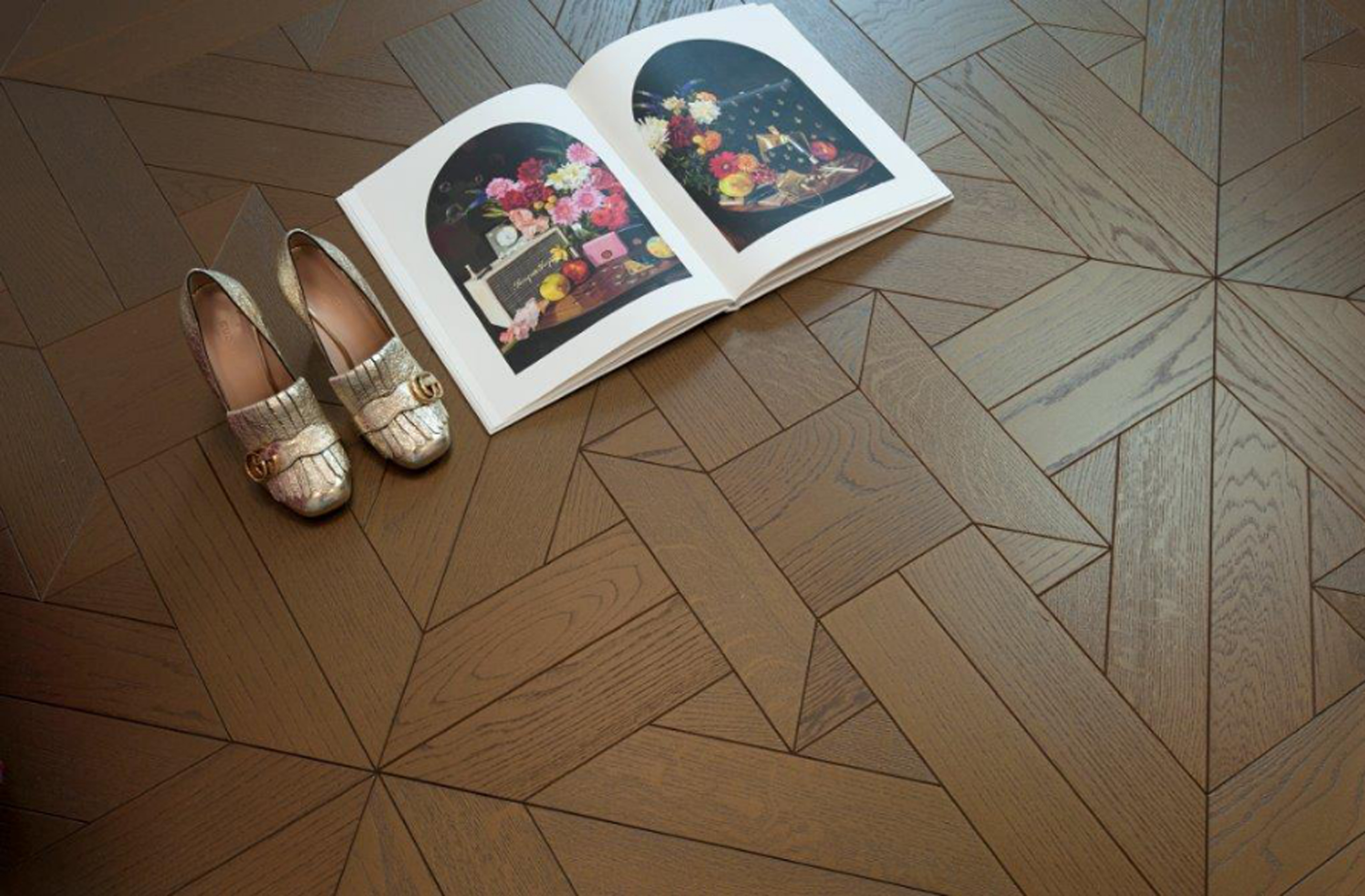 环保地板，健康享受 咖啡金色橡木印式方拼1